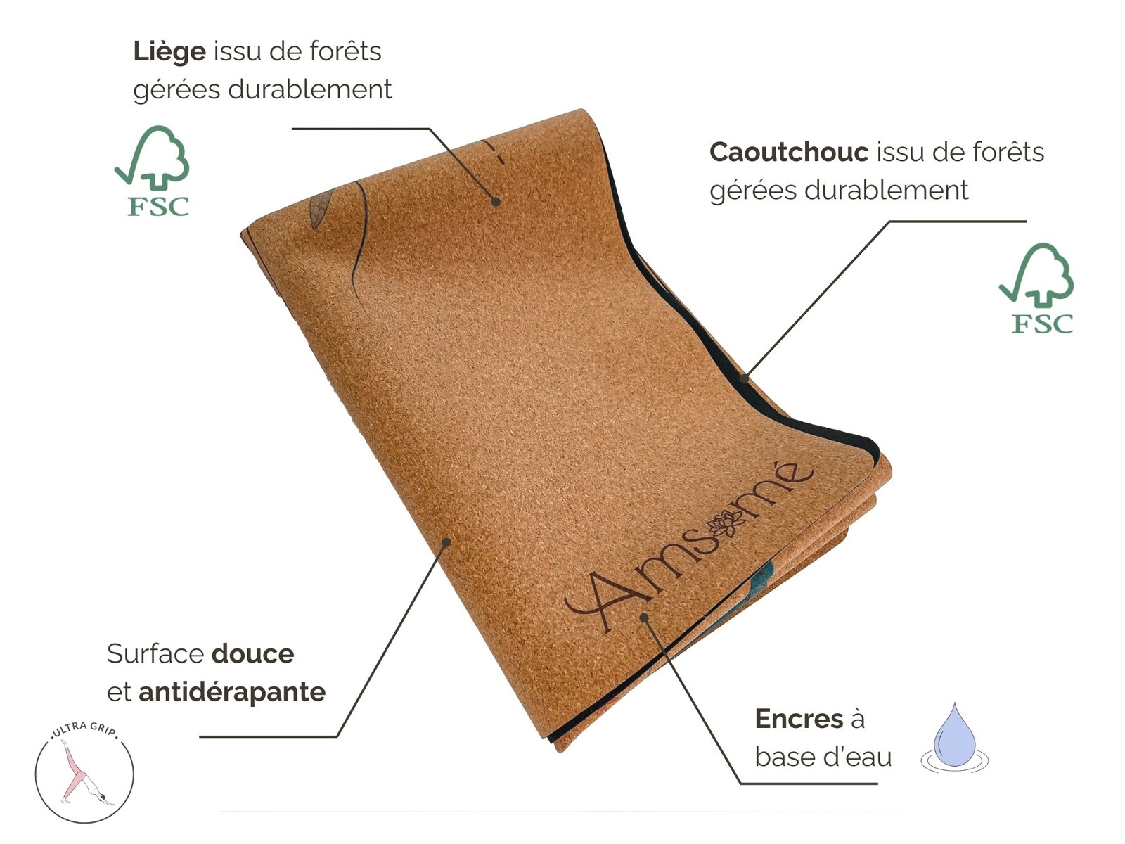 Composition tapis Yoga pliable Amsome liege