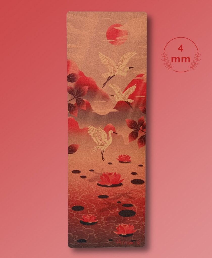 Tapis de yoga Envolée sauvage par Amsome, ecoresponsable en liege antiderapant