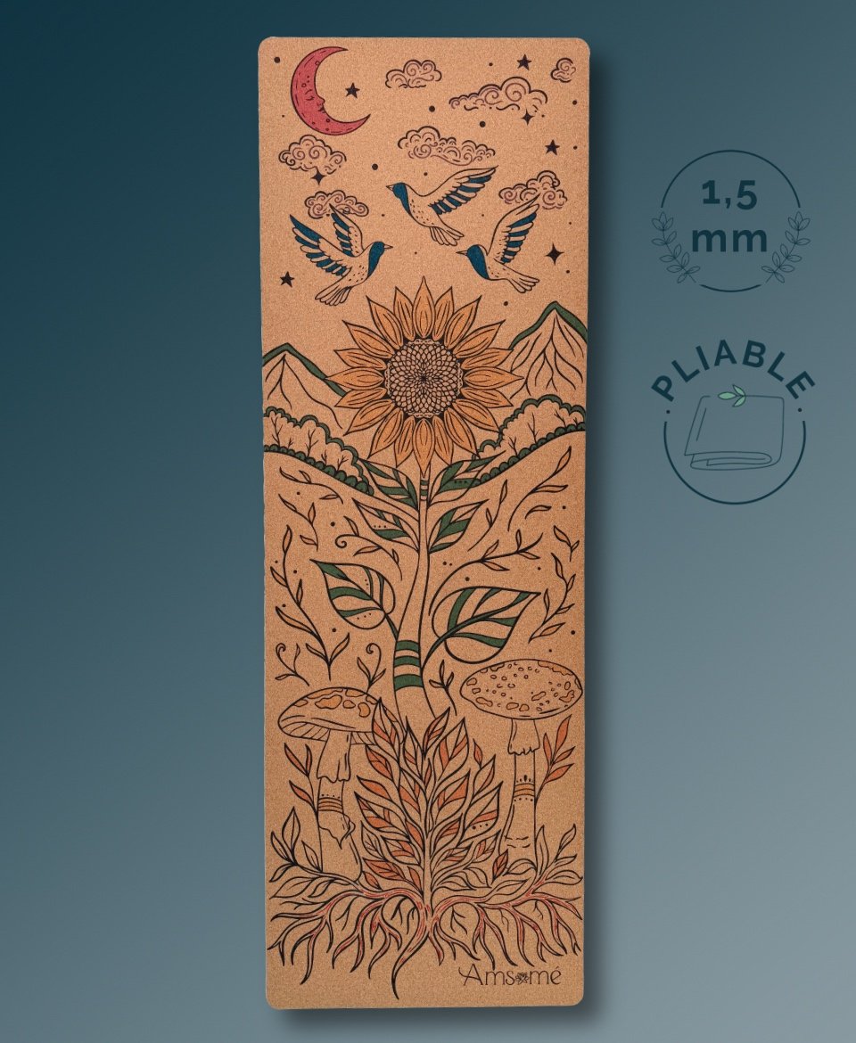 Tapis de yoga de voyage 7 chakras par Amsome - 1,5mm pliable