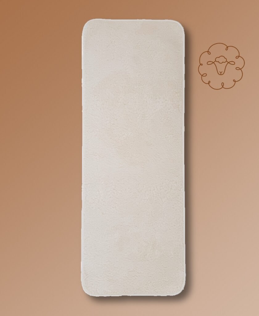 Tapis de méditation DOUCEUR Laine par Amsome - fond cafe - 100% merinos