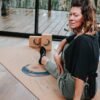 Tapis de yoga er brique Lune céleste par Amsome en liège naturel antidérapant